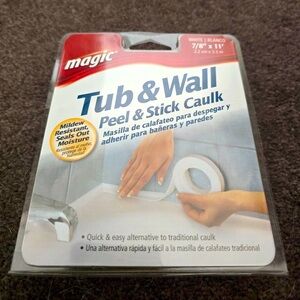 Magic Peel & Stick Caulk Tub & Wall WHITE 7/8" x 11' Bathtub Shower Water Seal